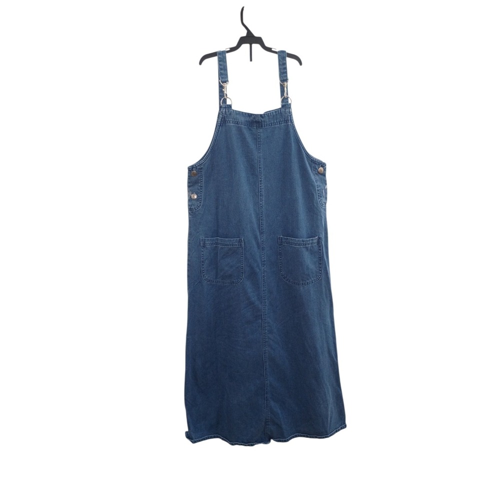 Directives Women's Blue Denim Overall Dress Midi Size S Cotton Lyocell